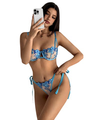 Conjunto Floral Seducción en Azul