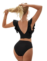 Bikini Talle Alto Mangas Negro