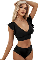 Bikini Talle Alto Mangas Negro