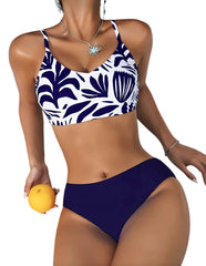Bikini Estampado Azul Talle Medio