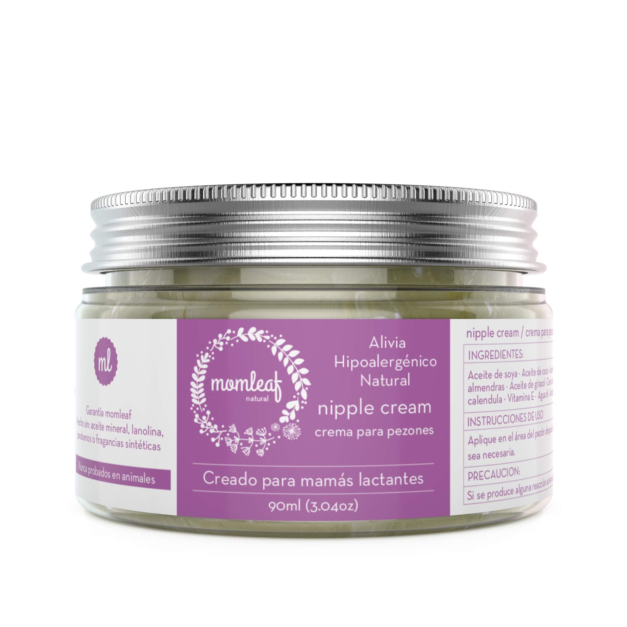 Crema para Pezones - Creado para Mamás lactantes - Nipple Cream - 100% Natural SIN LANOLINA - 90ml (3.04oz) - Hannah White 